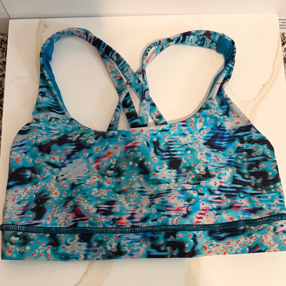 Lululemon Athletica Blue and Pink Patterned Sports Bra